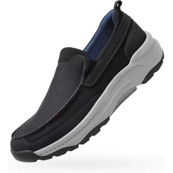 Cestfini Mens Slip on Shoes Casual Walking Loafers with Arch Support Orthopedic Shoes Lightweight Non Slip SneakersBlack