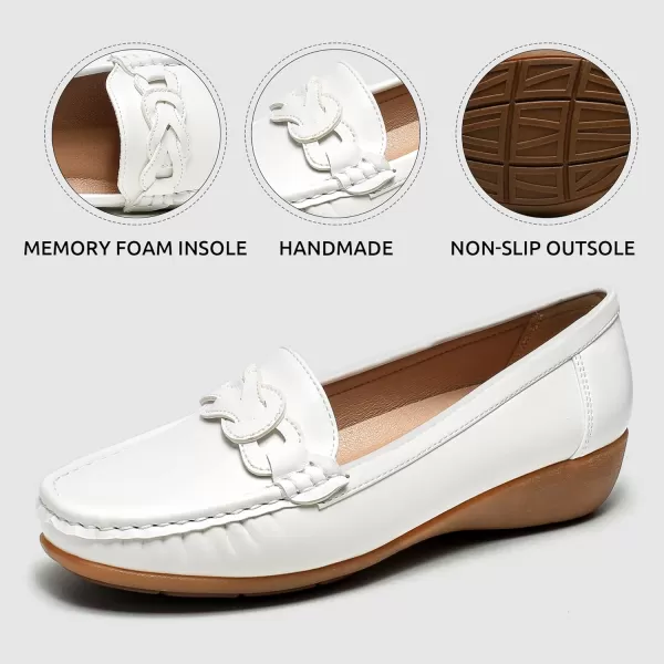 imageCestfini Penny Loafers for Women Shoes Dressy Casual Wedge Heel Shoes Comfort for Work Slip On Braided Moccasins Driving Closed Toe Shoes