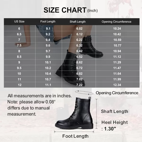 Vepose Womens 25 Combat Ankle Boots Fashion Lace up Inner Zipper BootiesZipper Combat925black Pu