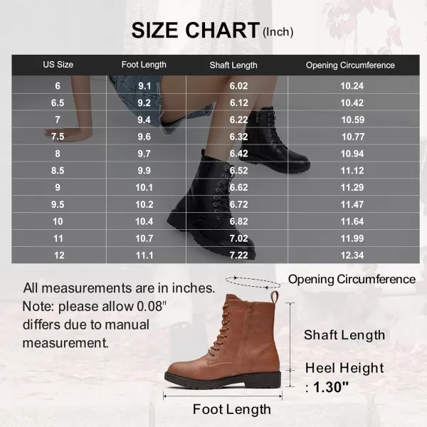 Vepose Womens 25 Combat Ankle Boots Fashion Lace up Inner Zipper BootiesZipper Combat925brown