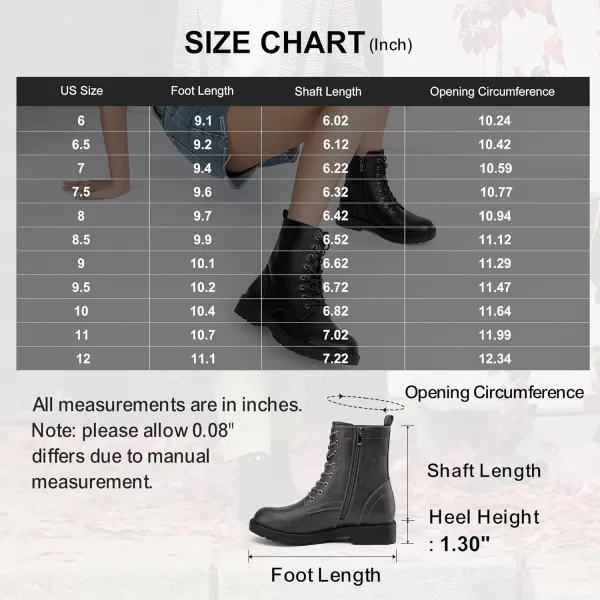 Vepose Womens 25 Combat Ankle Boots Fashion Lace up Inner Zipper BootiesZipper Combat925grey