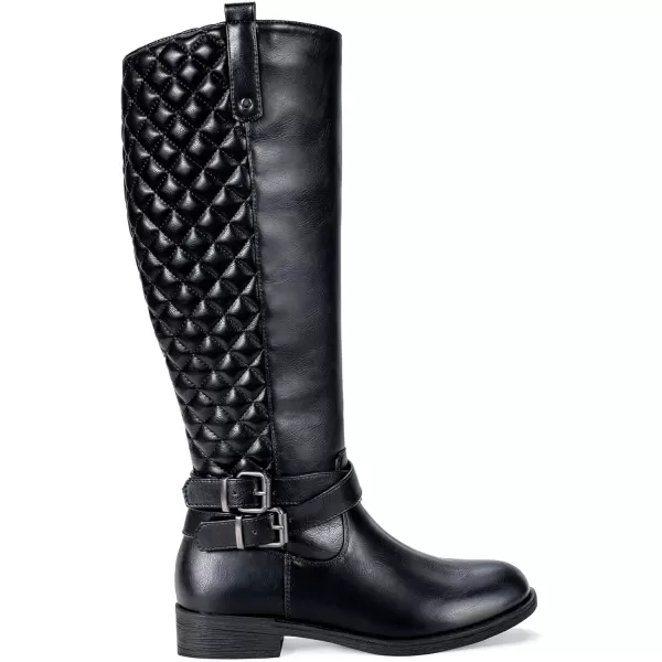 Vepose Womens 49 Knee High Tall Riding Boots with Low Heel  Wide CalfA949black