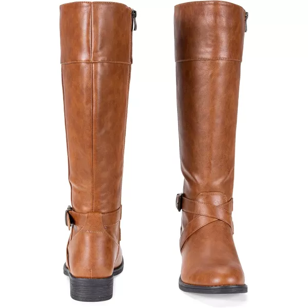 Vepose Womens 49 Knee High Tall Riding Boots with Low Heel  Wide CalfHigh Knee948brown