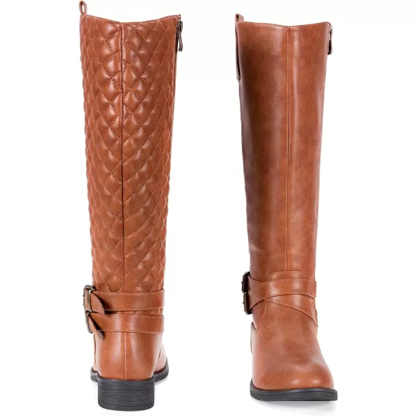 Vepose Womens 49 Knee High Tall Riding Boots with Low Heel  Wide CalfTall Boots949brown