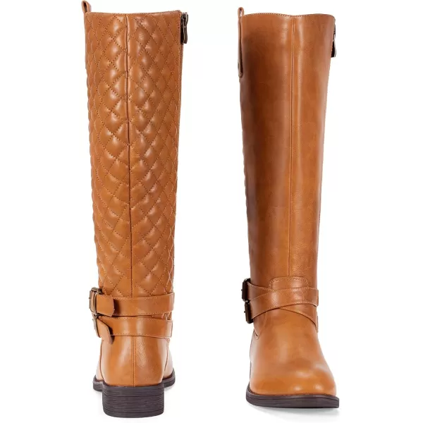 Vepose Womens 49 Knee High Tall Riding Boots with Low Heel  Wide CalfTall Boots949camel