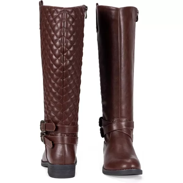 Vepose Womens 49 Knee High Tall Riding Boots with Low Heel  Wide CalfTall Boots949coffeeCognac