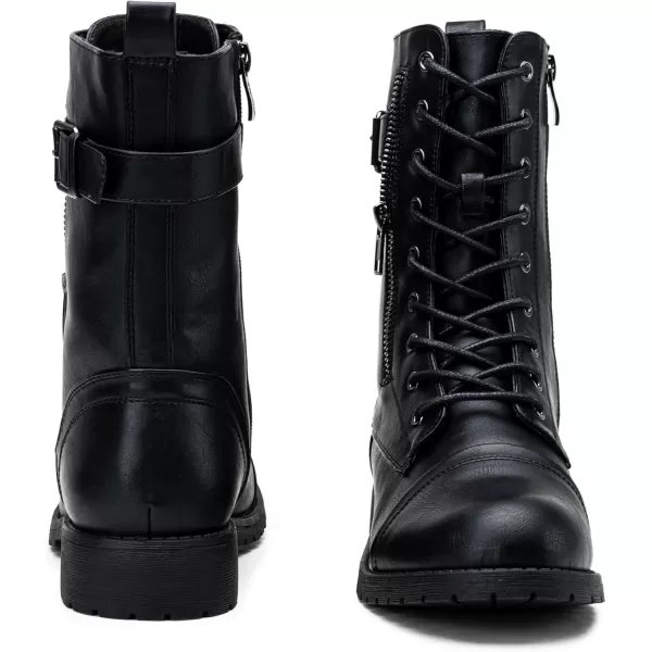 Vepose Womens 928 Military Combat Boots Mid Calf Bootswith Card Knife Wallet PocketAmilitary928black