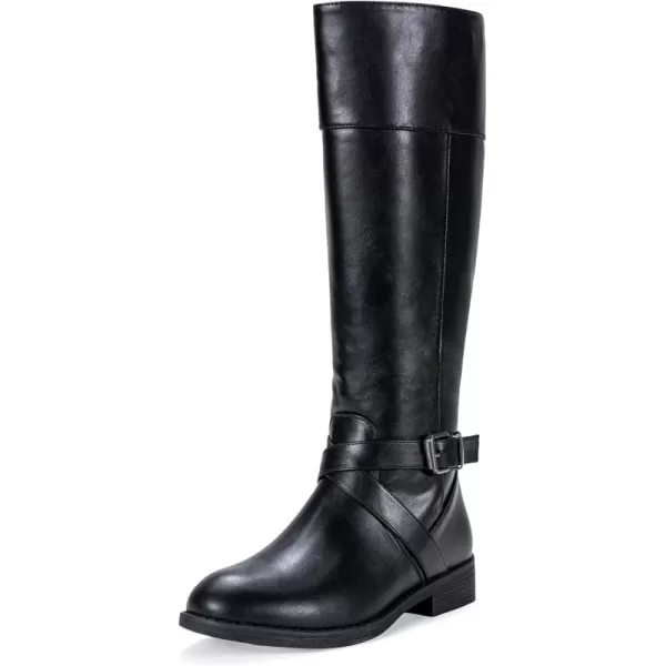 Vepose Womens 49 Knee High Tall Riding Boots with Low Heel  Wide CalfHigh Knee948black