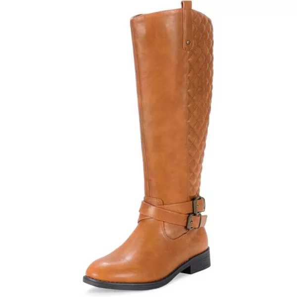 Vepose Womens 49 Knee High Tall Riding Boots with Low Heel  Wide CalfTall Boots949camel