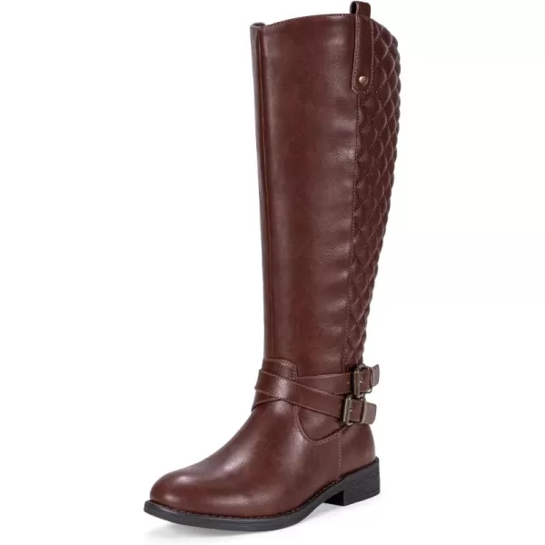 Vepose Womens 49 Knee High Tall Riding Boots with Low Heel  Wide CalfTall Boots949coffeeCognac