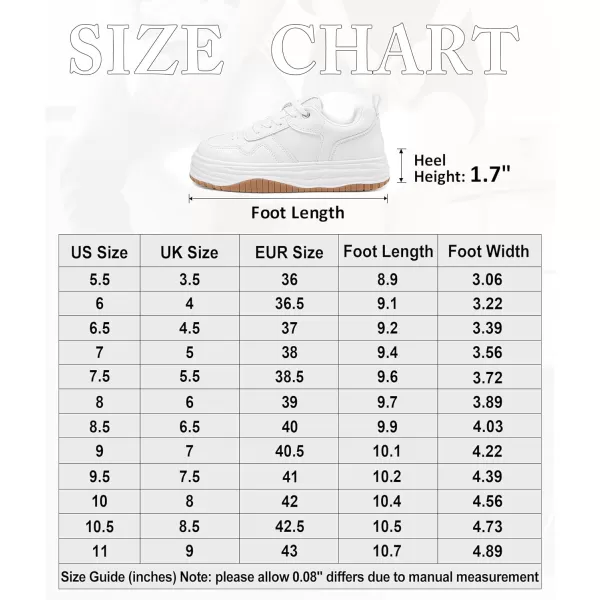 Vepose 8060 Womens Fashion Platform SneakersWide Toe Design Leather Casual Tennis Laceup ShoesWide Toe Platform8060white