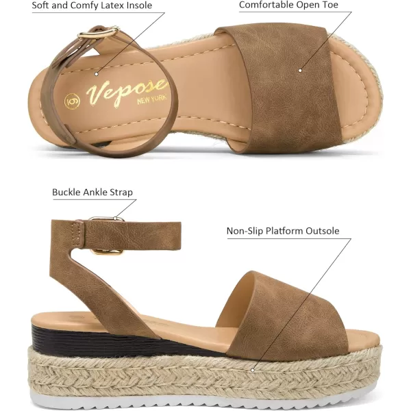 Vepose Womens 00A Espadrilles Sandals Classic Wedge Platform SandalSummer Sandal400abrown