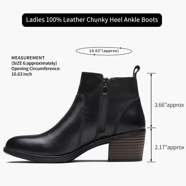 Vepose Womens 100 Leather Ankle Boots amp Booties with Inner Side Zip LadyBlock Heel9003lblack