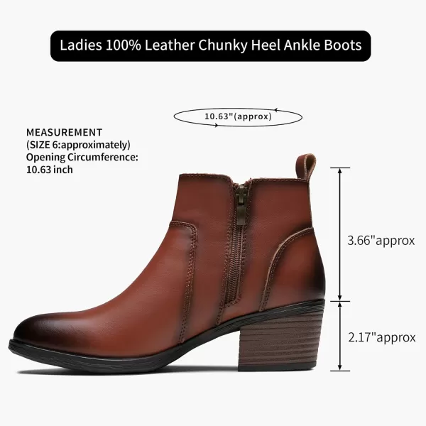 Vepose Womens 100 Leather Ankle Boots amp Booties with Inner Side Zip LadyBlock Heel9003lred Brown