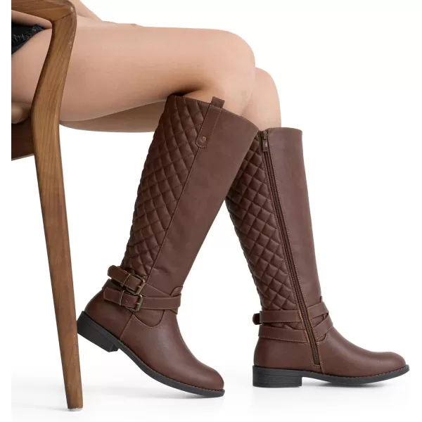 Vepose Womens 49 Riding Boots Knee High BootsBuckle Calf Boot949coffeecognac