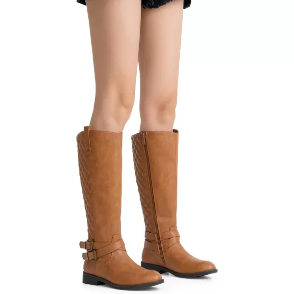 Vepose Womens 49 Riding Boots Knee High BootsBuckle Calf BootRiding Boots949camel