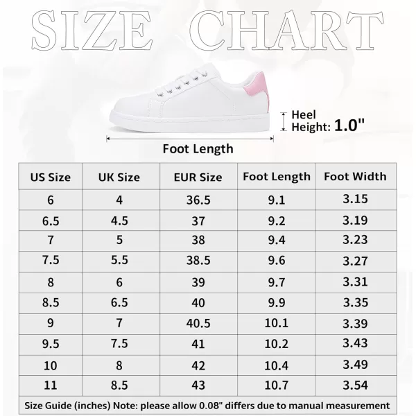 Vepose Womens 8003 Fashion Lace Up Comfortable Casual Tennis SneakersAwhite Pink8003