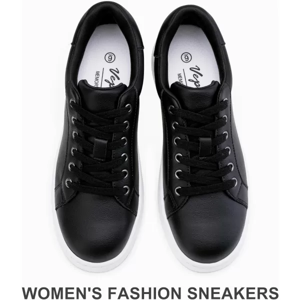 Vepose Womens 8003 Fashion Lace Up Comfortable Casual Tennis SneakersBleather Sneakersblack