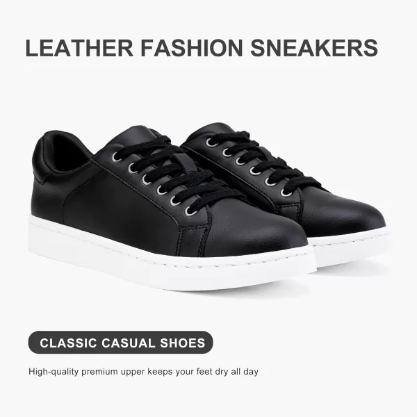 Vepose Womens 8003 Fashion Lace Up Comfortable Casual Tennis SneakersBleather Sneakersblack