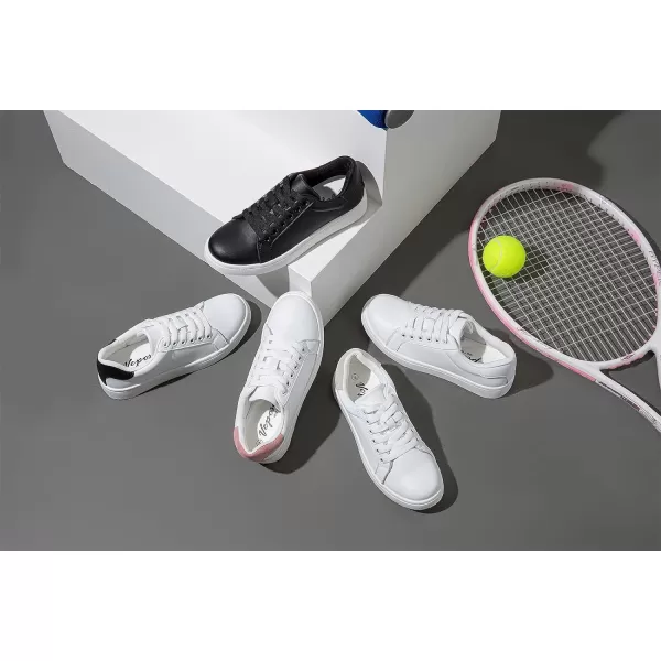 Vepose Womens 8003 Fashion Lace Up Comfortable Casual Tennis SneakersBleather Sneakerswhite Grey