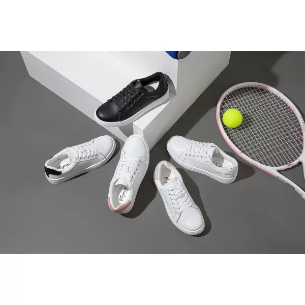 Vepose Womens 8003 Fashion Lace Up Comfortable Casual Tennis SneakersBwhite Black8003 Leather