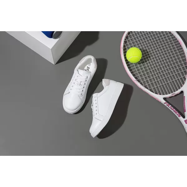 Vepose Womens 8003 Fashion Lace Up Comfortable Casual Tennis SneakersBwhite Grey8003 Leather