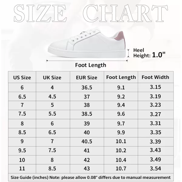 Vepose Womens 8003 Fashion Lace Up Comfortable Casual Tennis SneakersBwhite Pink8003 Leather