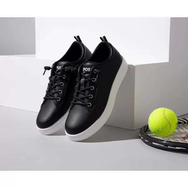 Vepose Womens 8003 Fashion Lace Up Comfortable Casual Tennis SneakersDfashion 8005black