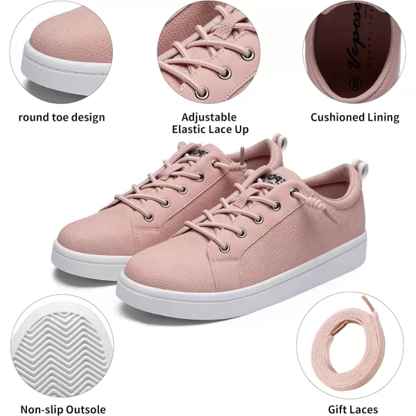 Vepose Womens 8003 Fashion Lace Up Comfortable Casual Tennis SneakersDfashion 8005blushPink Embossed