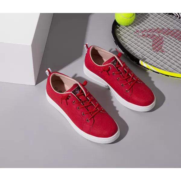 Vepose Womens 8003 Fashion Lace Up Comfortable Casual Tennis SneakersDfashion 8005red Embossed