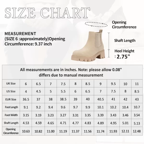 Vepose Womens 936 Chelsea Ankle Boots Platform Lug Sole Elastic Slip on BootiesBclassic936beige