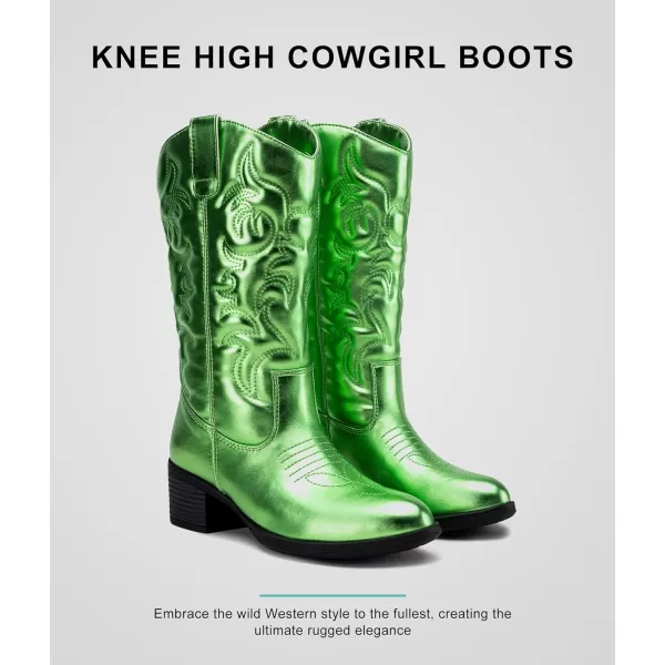 Vepose Womens 9801 Cowboy Knee High Cowgirl Boots for WomenVintage Cowboy9801green