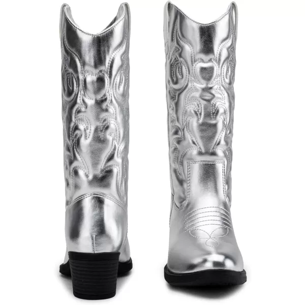 Vepose Womens 9801 Cowboy Knee High Cowgirl Boots for WomenVintage Cowboy9801silver