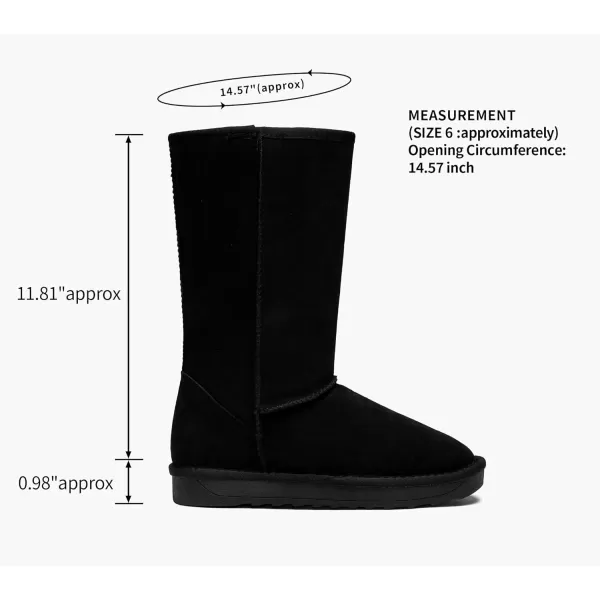 Vepose Womens Boots Suede Snow Booties Warm Mid Calf Fashion Classic Knee High ShoesCrampon Black