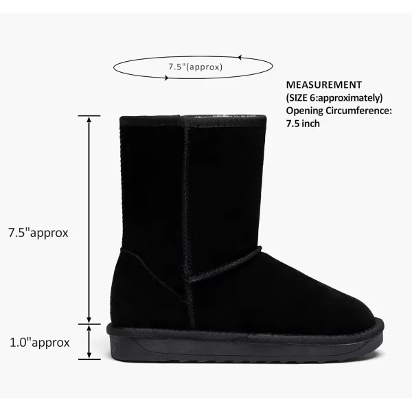 Vepose Womens Boots Suede Snow Booties Warm Mid Calf Fashion Classic Knee High ShoesShort 987 Black