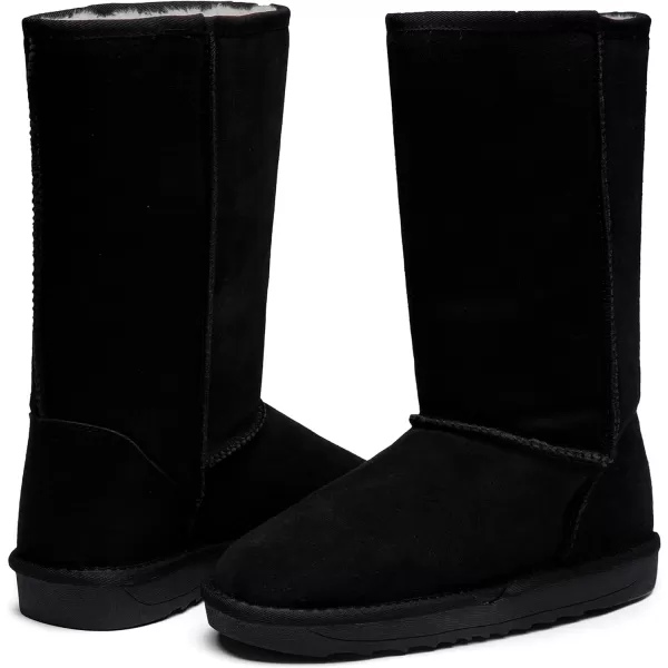 Vepose Womens Boots Suede Snow Booties Warm Mid Calf Fashion Classic Knee High ShoesTall 988 Black