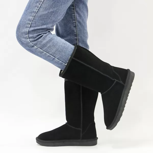 Vepose Womens Boots Suede Snow Booties Warm Mid Calf Fashion Classic Knee High ShoesTall 988 Black