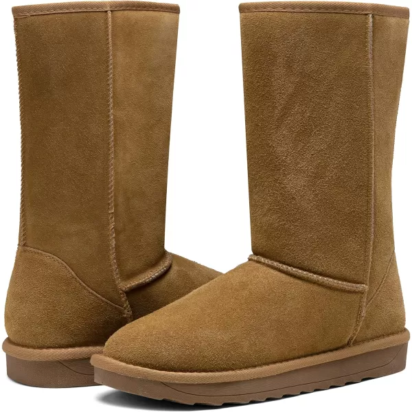 Vepose Womens Boots Suede Snow Booties Warm Mid Calf Fashion Classic Knee High ShoesTall 988 Tan