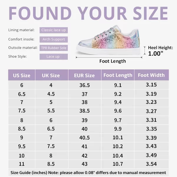 Vepose Womens Fashion Sneakers Casual Shoes Comfortable Dress Sneaker 20Sneakers Bling8002grainbow