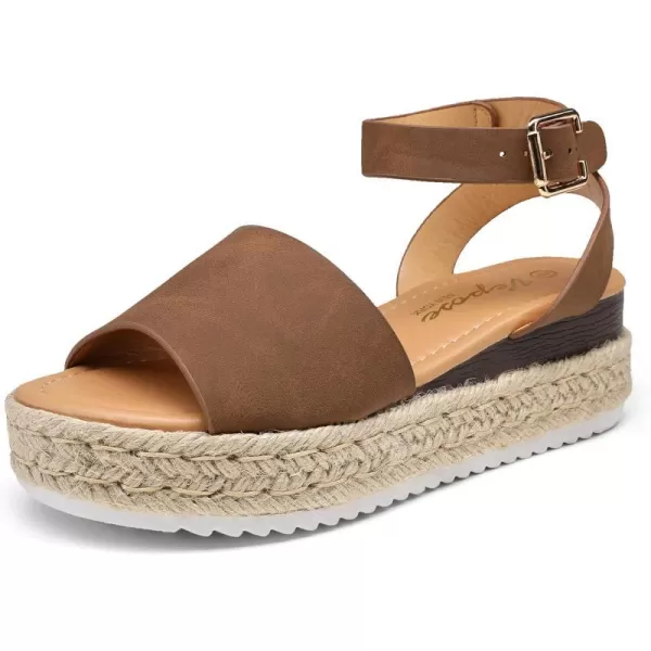 Vepose Womens 00A Espadrilles Sandals Classic Wedge Platform SandalEspadrilles400abrown Nubuck