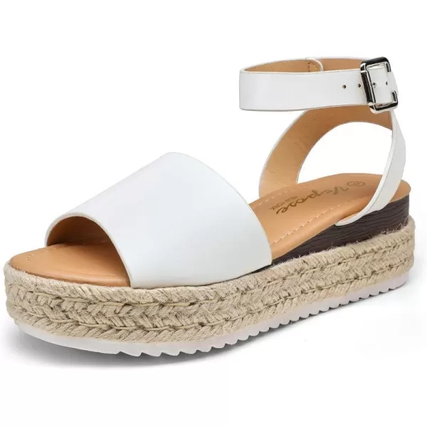 Vepose Womens 00A Espadrilles Sandals Classic Wedge Platform SandalEspadrilles400awhite Pu