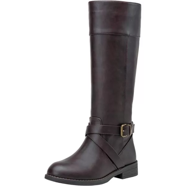 Vepose Womens 49 Riding Boots Knee High BootsBuckle Calf BootKnee High948brownDark Brown