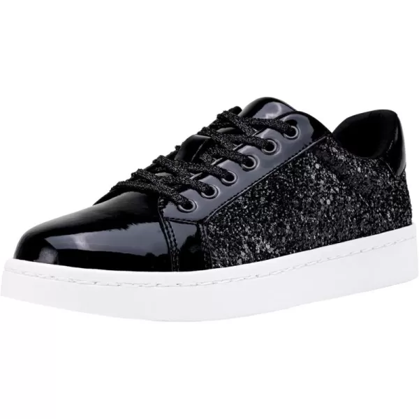 Vepose Womens 8003 Fashion Lace Up Comfortable Casual Tennis SneakersCblack8003 Glitter