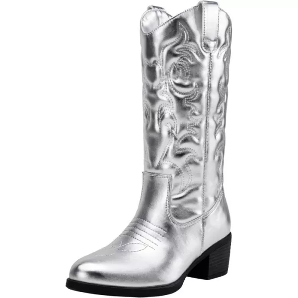 Vepose Womens 9801 Cowboy Knee High Cowgirl Boots for WomenVintage Cowboy9801silver