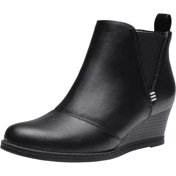 Vepose Womens Chelsea Ankle Boots Wedge Heel Booties Casual Shoes for WomenNo Zipper937black