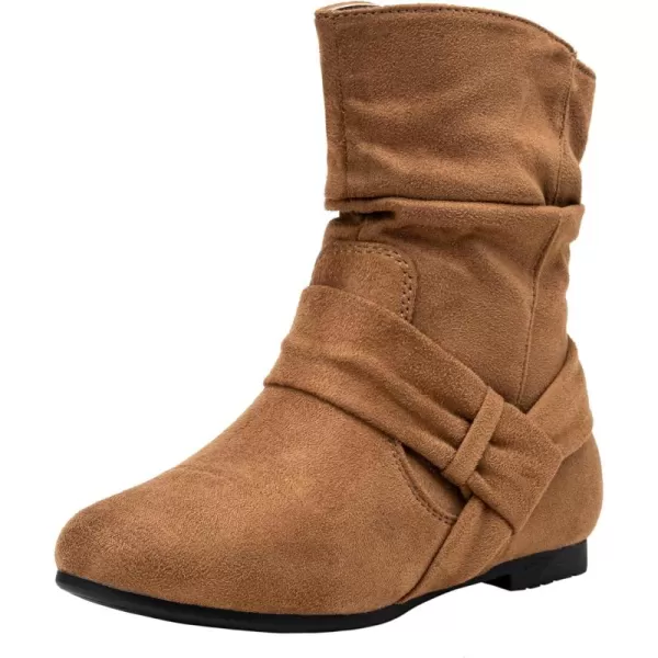 Vepose Womens Mid Calf Boots Fashion Slouch Flat Ankle Booties with ComfortCamelzipper 939a