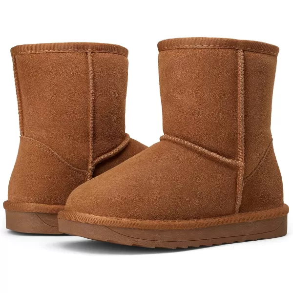 Vepose Boys Girls Snow Boots Cow Suede Leather Warm Classic Booties for Toddler Little Big KidsChild Booties827brown