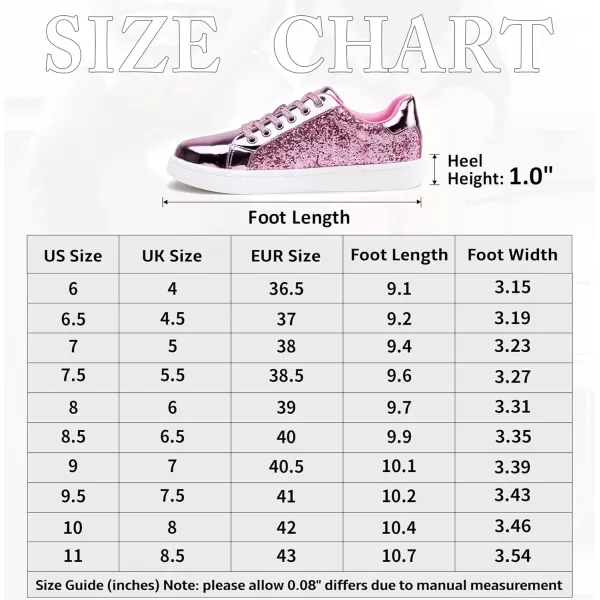 Vepose Womens 8003 Fashion Lace Up Comfortable Casual Tennis SneakersCglitter Sneakerspink