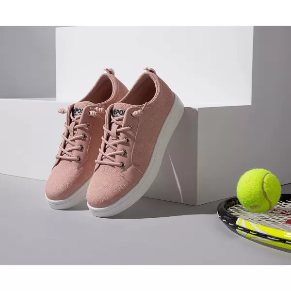 Vepose Womens 8003 Fashion Lace Up Comfortable Casual Tennis SneakersSport Casual8005blushPink Embossed