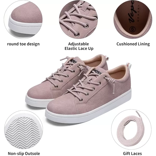 Vepose Womens 8003 Fashion Lace Up Comfortable Casual Tennis SneakersSport Casual8005greyTaupe Embossed